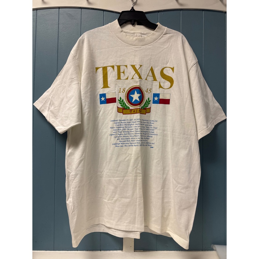 XXL Texas Lone Star State Retro 1845 Graphic‎ T Shirt Men's Vintage Style